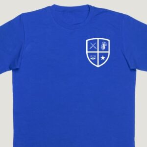 Blue t-shirt front with emblem