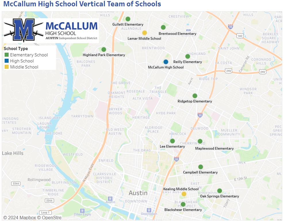 Map of vertical schools that feed into McCallum.